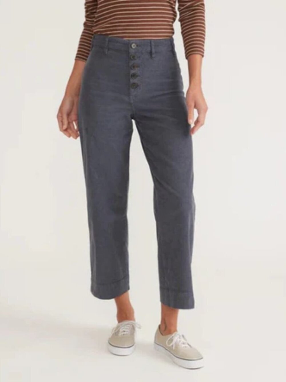 Marine Layer Women's Corduroy Bridget Wide Leg Crop Pants Blue Sz 6
